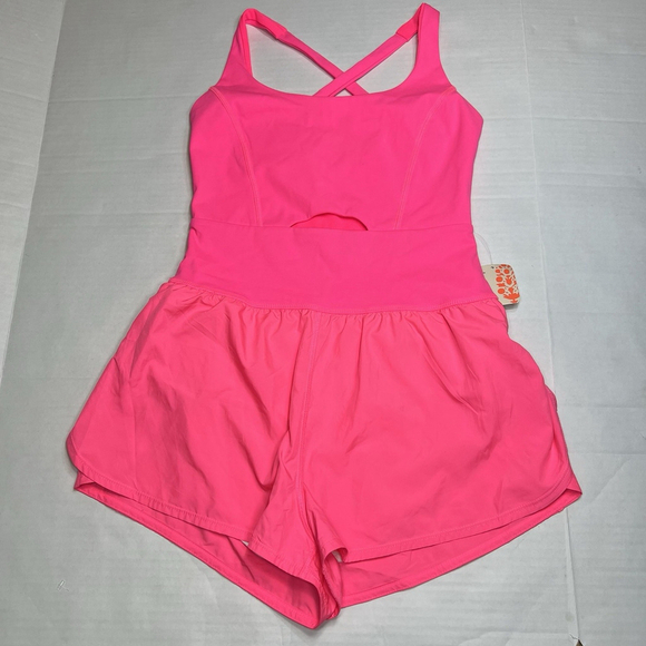 Free People FP Movement Righteous Runsie Women’s S Romper Pink Run Gym Sport - Picture 2 of 11